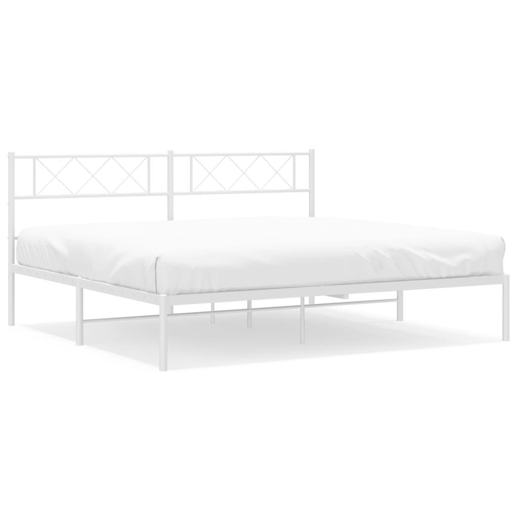 vidaXL Bettgestell, Bettrahmen mit Kopfteil Metall Weiß 183x213 cm günstig online kaufen