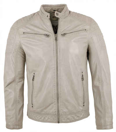 Gipsy Lederjacke GMChesto Gipsy - Herren Echtleder Lederjacke Bikerjacke Lammnappa silver grey