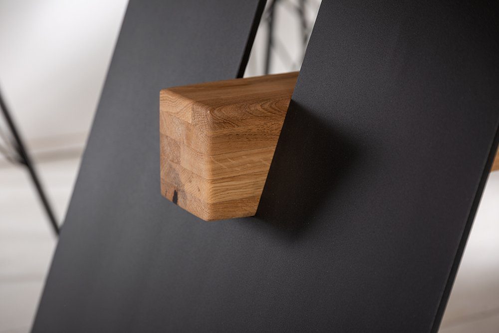 riess-ambiente Esstisch · Metall Eiche 3,6cm Tischplatte 1-St), · · GRAND Industrial (Einzelartikel, natur / Design · schwarz Massivholz 200cm OAK