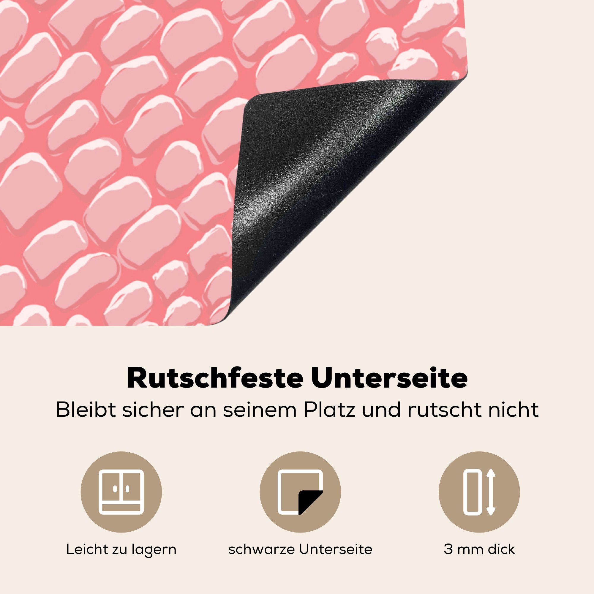 MuchoWow - Arbeitsplatte tlg), Herdblende-/Abdeckplatte (1 Ceranfeldabdeckung, für Rosa, Krokodilleder Vinyl, - Tierprint cm, küche 78x78