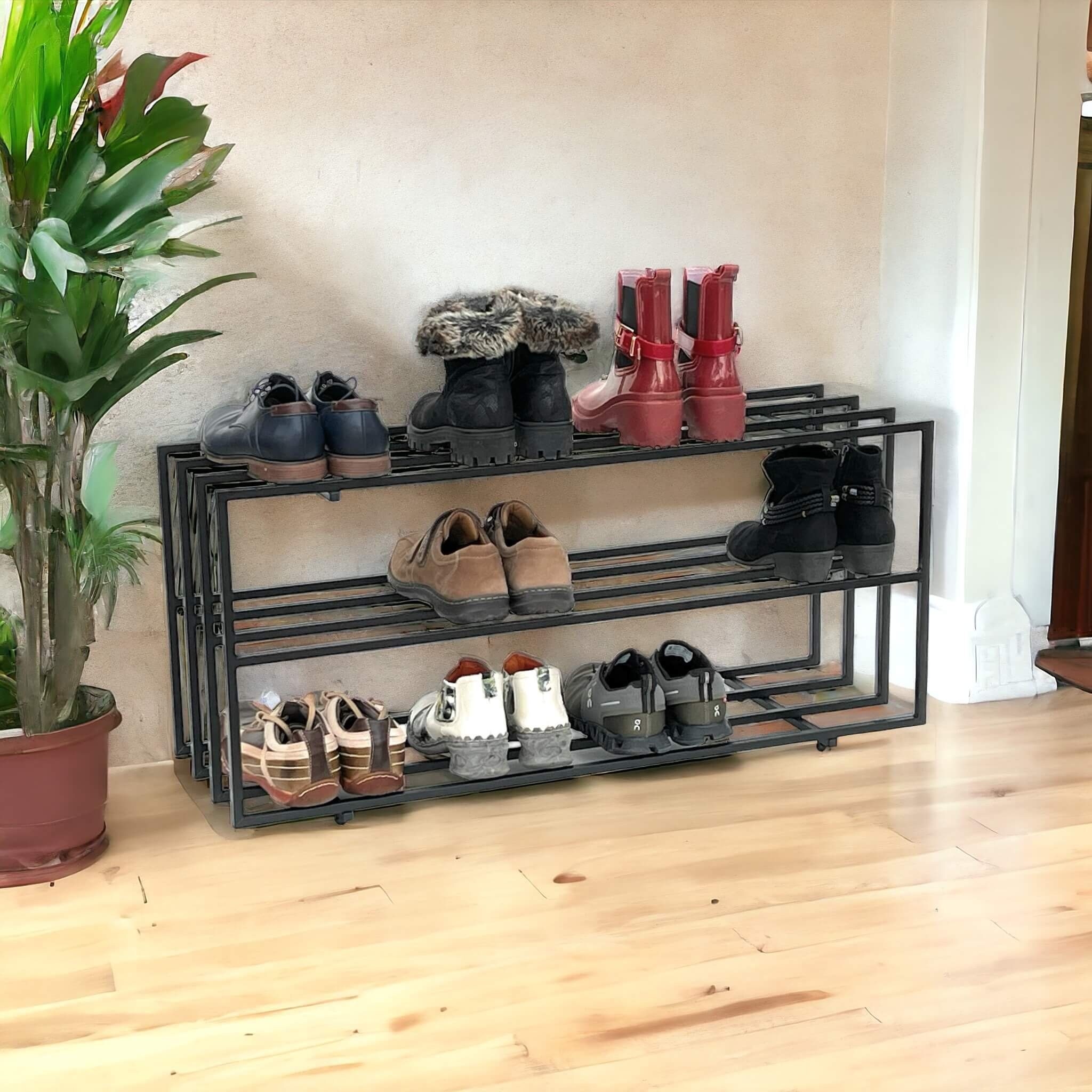 DanDiBo Schuhregal Metall Schwarz 3 Ebenen Schuhablage Schuhschrank Modern, Schuhständer Schuhschrank Modern – Bild 5 von 5