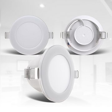 B.K.Licht Einbauleuchte 5er Set LED Bad-Einbaustrahler, neutralweißes Licht, LED fest integriert, Neutralweiß, IP65, Weiß, 4.000K, 3W, 350Lm, Ø8,6cm