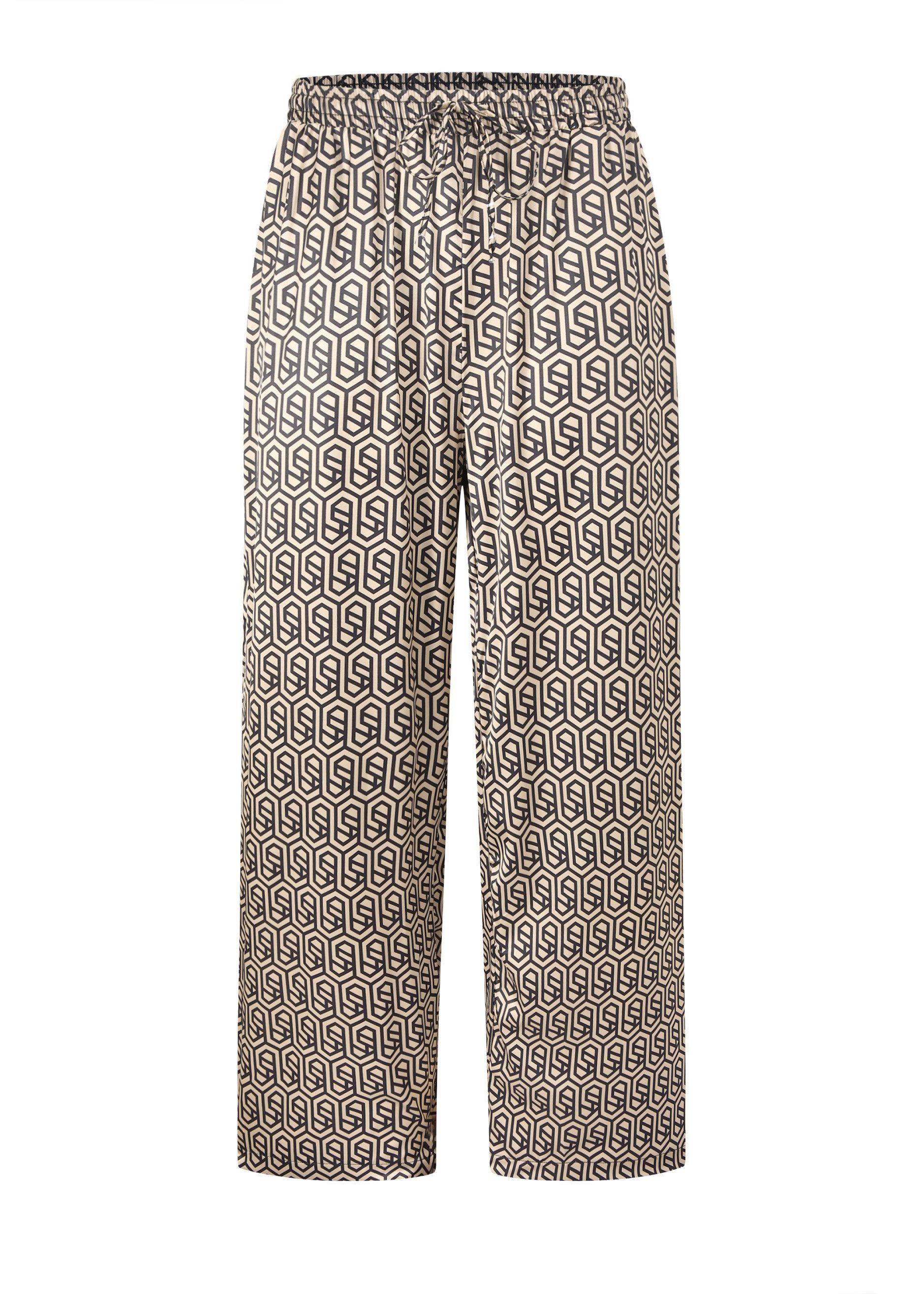 SASSYCLASSY Stoffhose Weite Satinhose Damen Lang mit geometrischem Print Lo günstig online kaufen