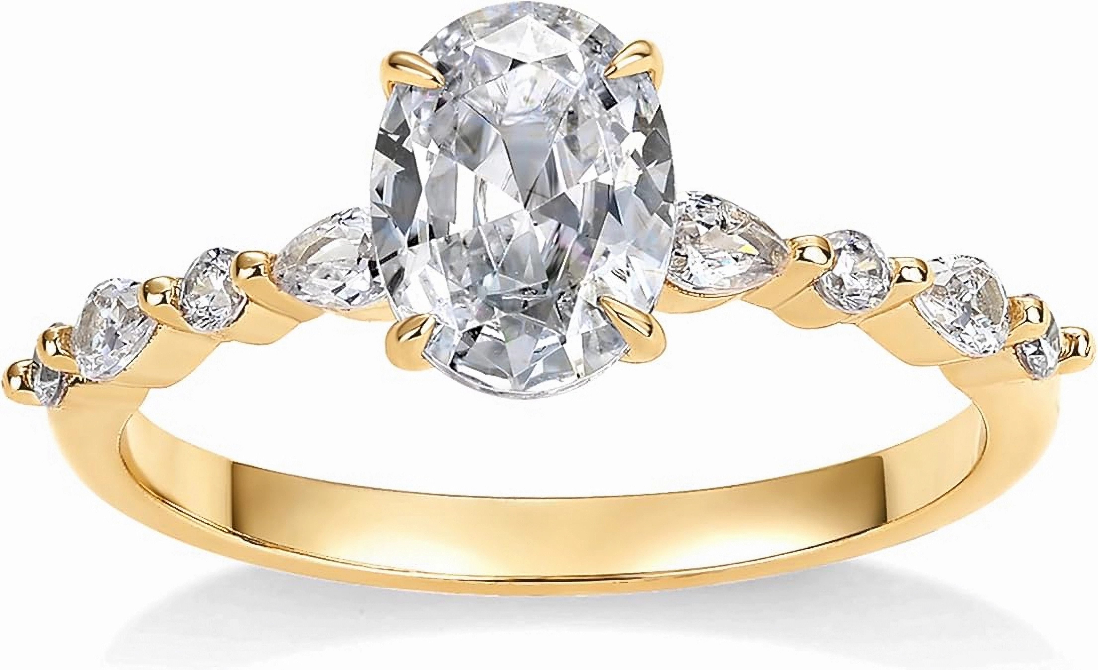 Jumpeak Trauring 585er Gold, 1 Karat Diamant im Ovalschliff, Damen-Ehering., D,vvs2,2EX,IGI-Zertifikat,ring damen,geschenk