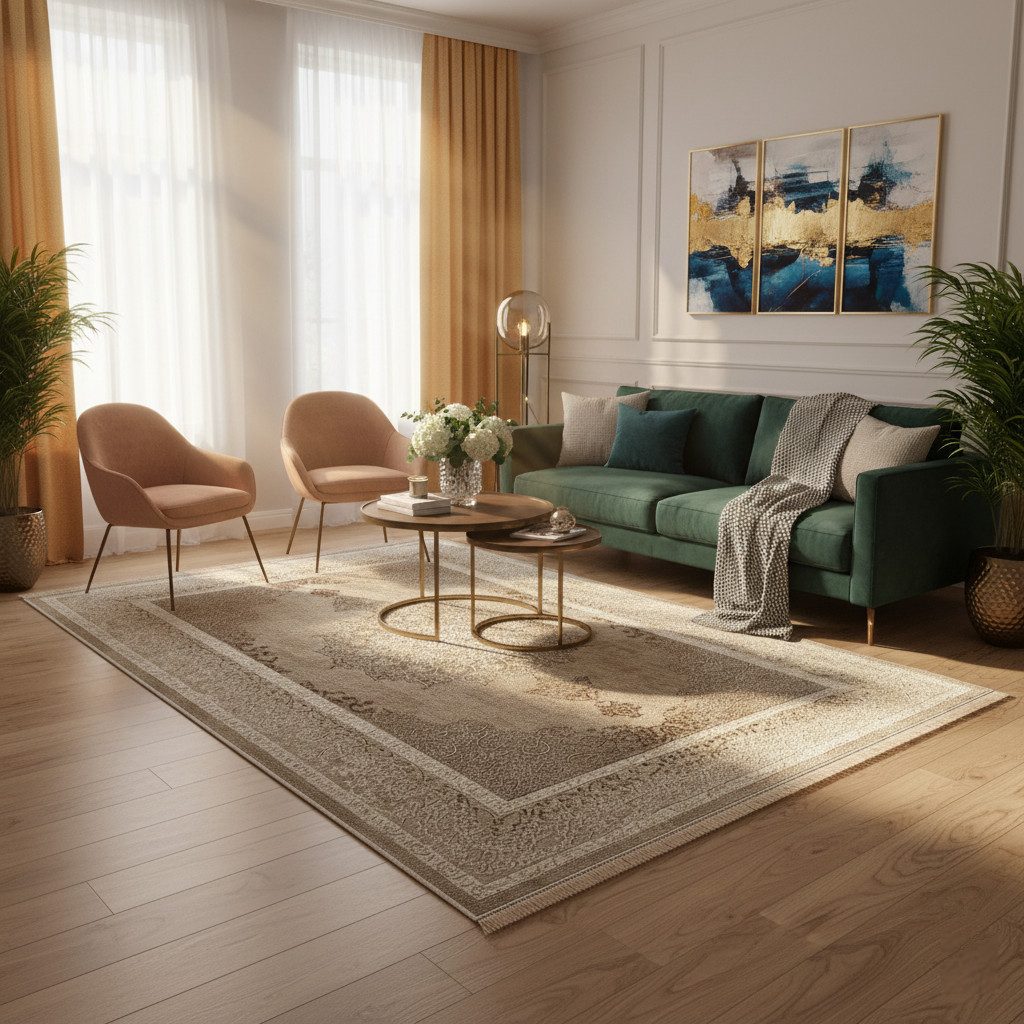 Vimoda Orientteppich Salsa, moderner orientalischer Klassiker Look, Rechteckig, Höhe: 13 mm, Teppich kurzflor modern, dicht, weich, Wohnzimmer, Schlafzimmer