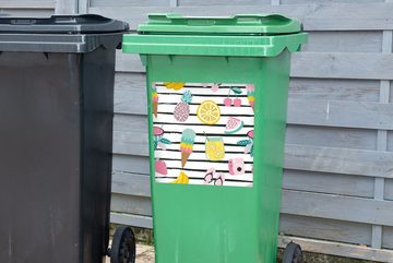 MuchoWow Wandsticker Sommer - Elemente - Pastell (1 St), Mülleimer-aufkleber, Mülltonne, Sticker, Container, Abfalbehälter