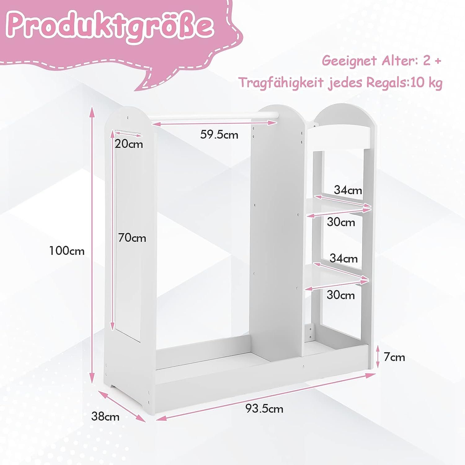 KOMFOTTEU Kleiderständer Kindergarderobe, 93,5 x 38 x 100 cm
