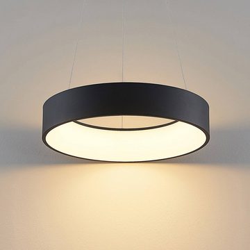 Arcchio LED-Hängeleuchte Aleksi, dimmbar, LED-Leuchtmittel fest verbaut, warmweiß, Modern, Eisen, Kunststoff, sandSchwarz, weiß, 1 flammig, inkl.