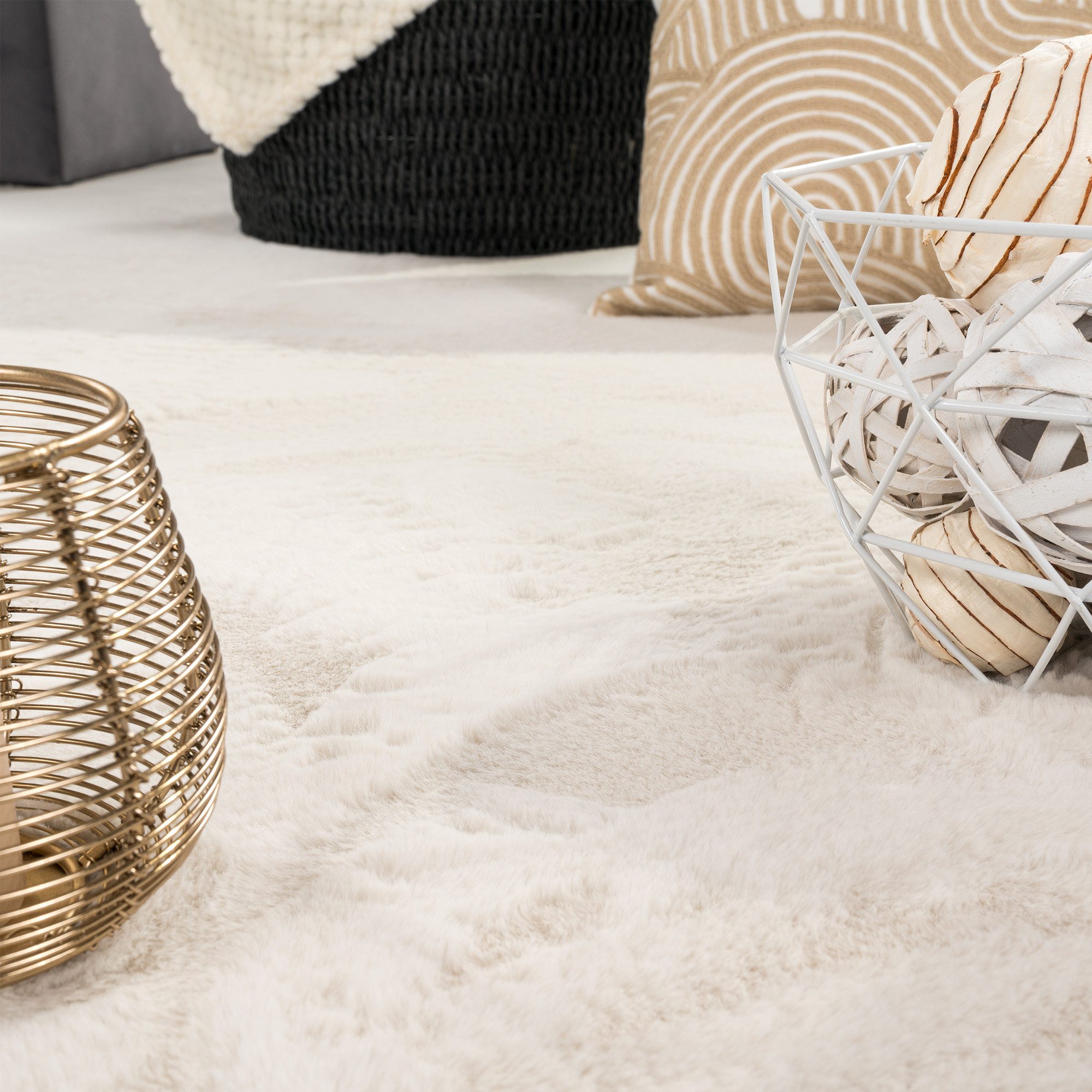 Carpetia Teppich Teppich creme Hasenfell-Optik elegant günstig online kaufen