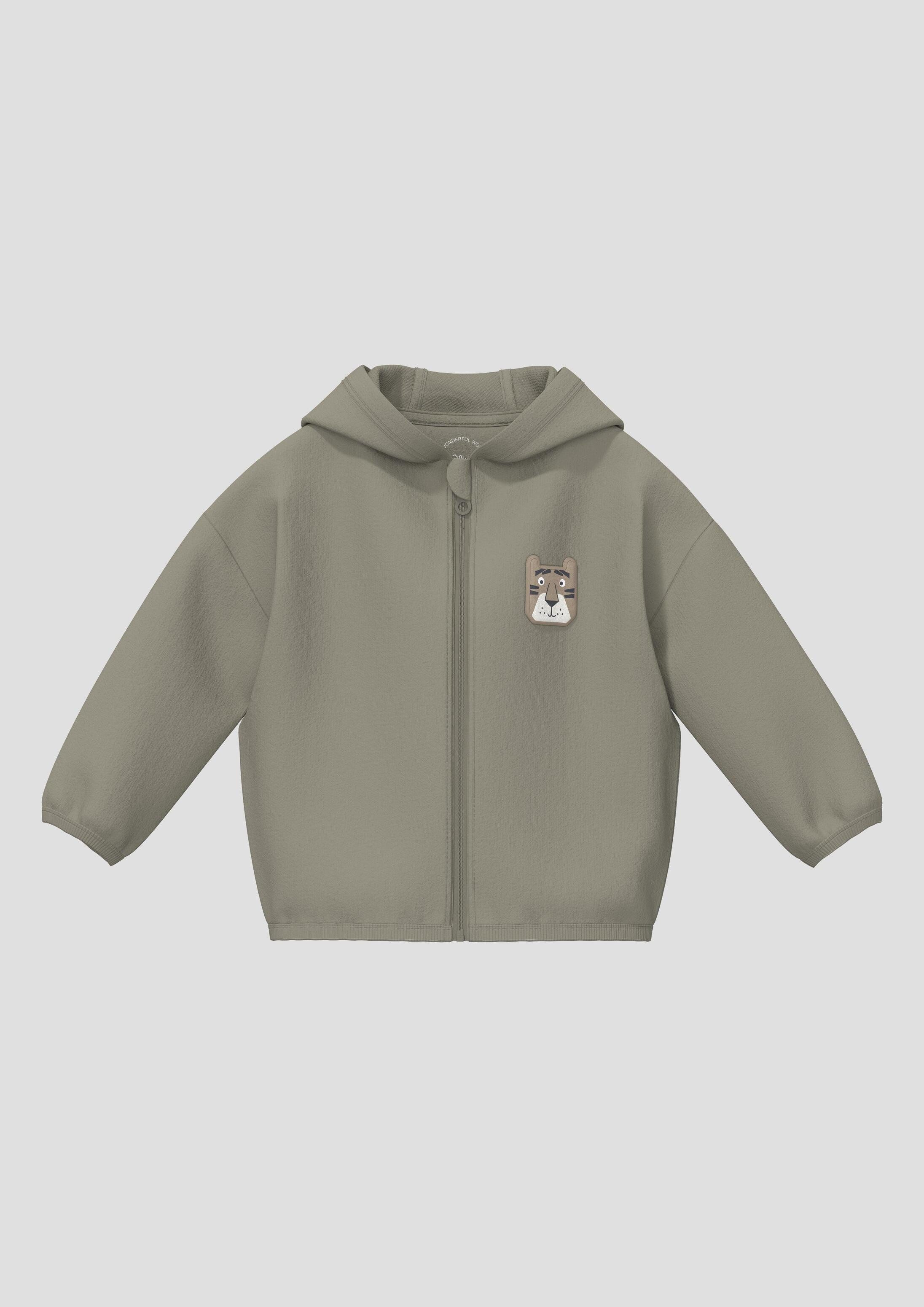 s.Oliver Sweatjacke Sweatshirt Jacke Sweatjacke mit Kapuze und Applikation