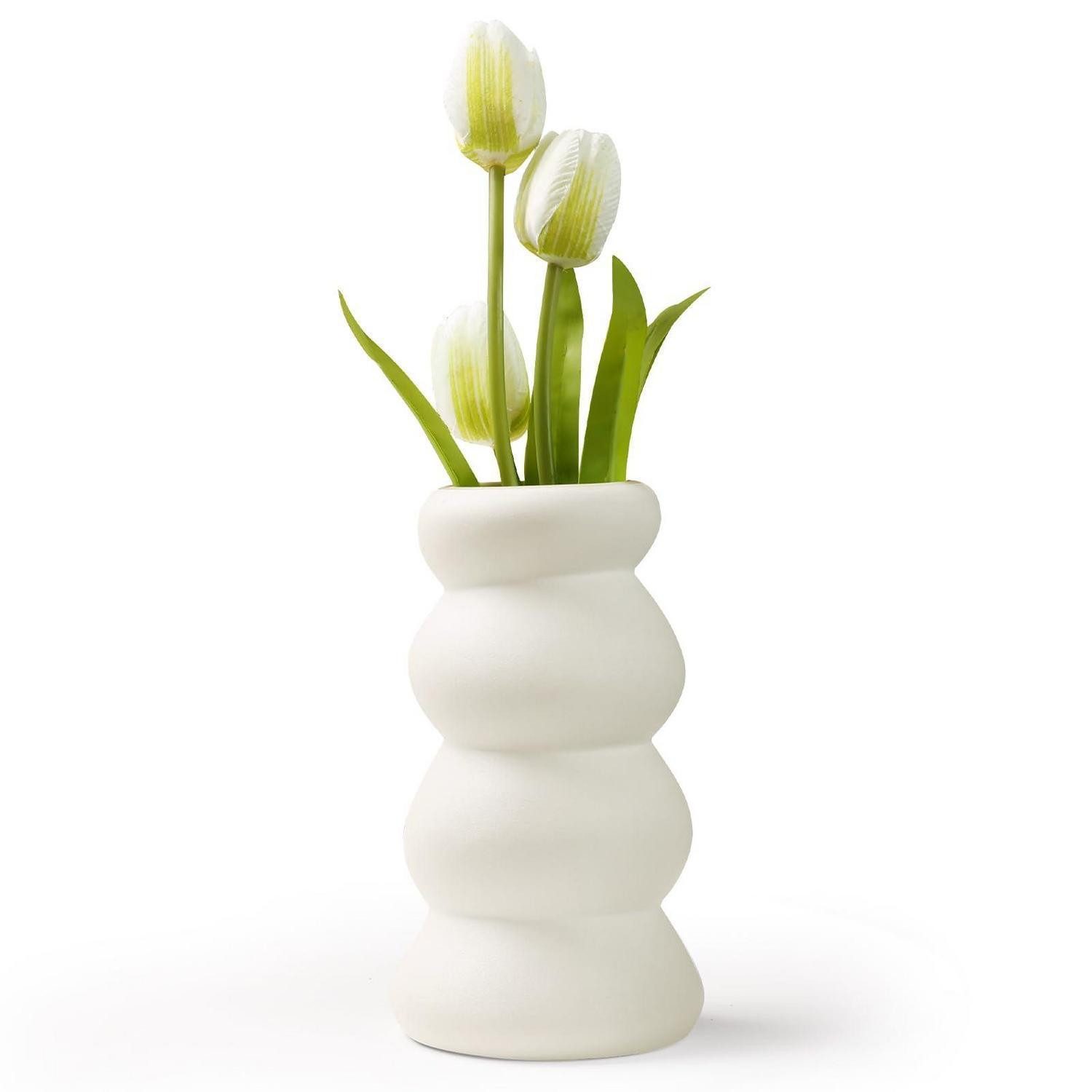 LuxusKollektion Dekovase Keramikvase Matt Weiss Unregelmässig (1 St)
