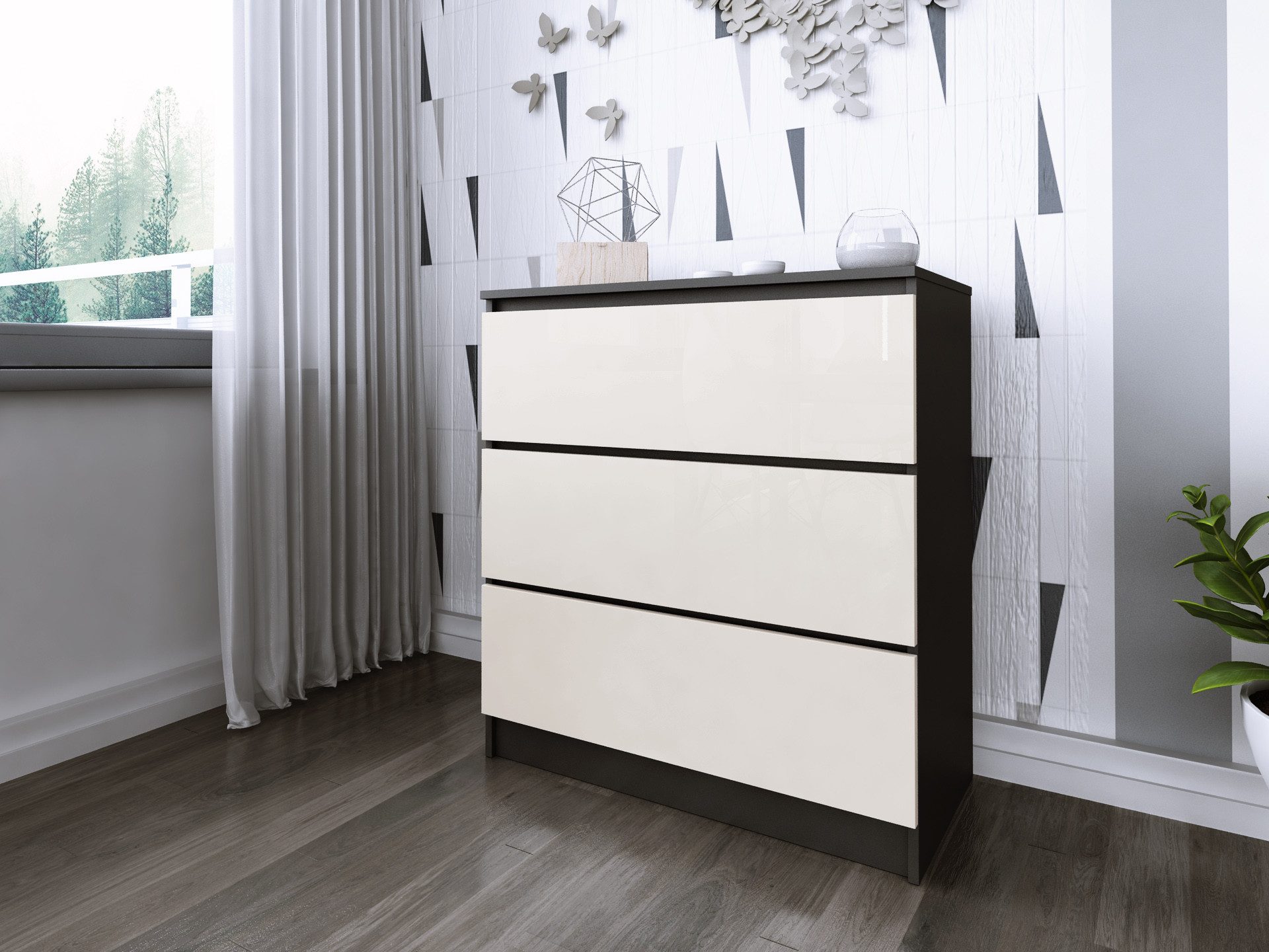 Faizee Möbel Schubkastenkommode Zoe breit mit 3 Fächer