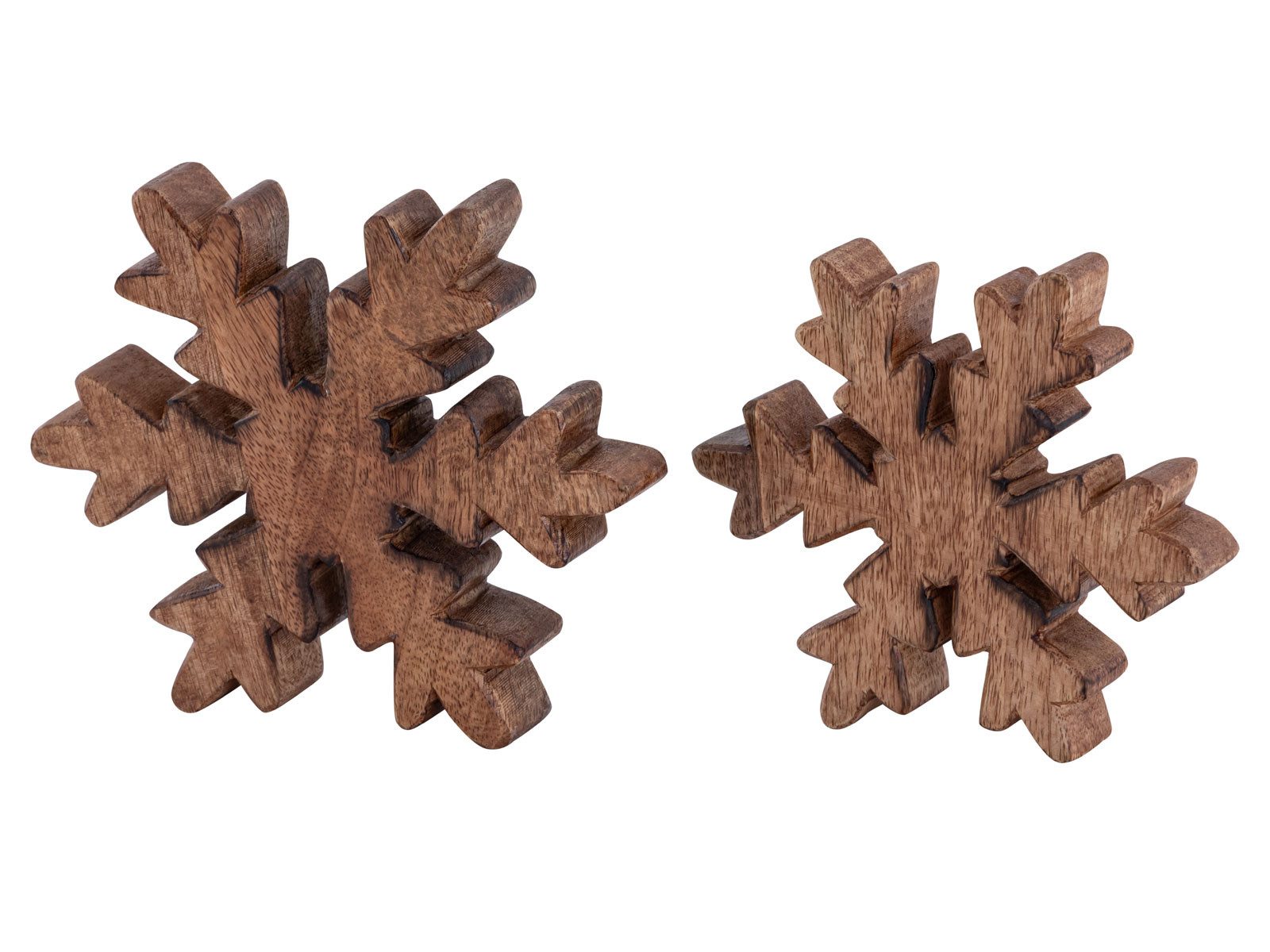Amagohome Dekofigur Holzfiguren Schneeflocke 2er Set Dekofigur 18x18cm Weihnachtsdekoratio