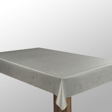 laro Tischdecke Wachstuch-Tischdecken Abwaschbar Blätter Silber geprägt rechteckig