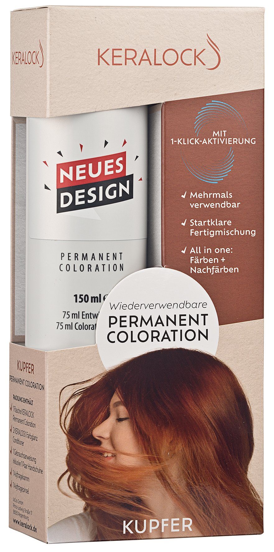 Keralock Coloration Wiederverwendbare Haarfarbe Kupfer