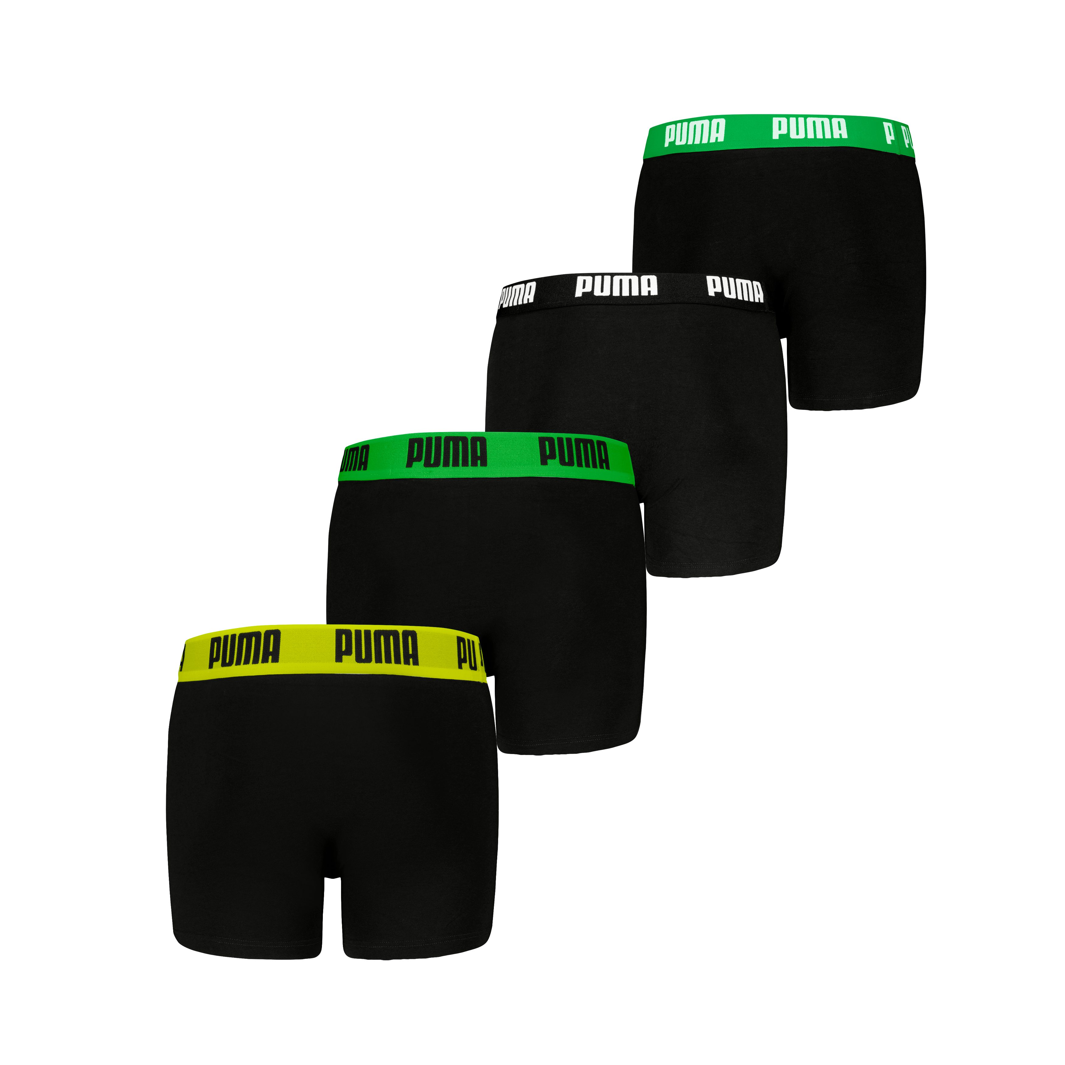 PUMA Boxershorts PUMA BOYS EVERYDAY BASIC BOXERS 4P ECOM (4er Pack) mit farblich abgesetztem Bund