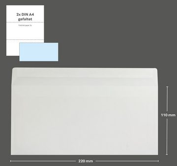 Blanke Briefhüllen Briefumschlag Transparente Briefumschläge - Weiß (Transparent-Weiß)~110 x 220 mm