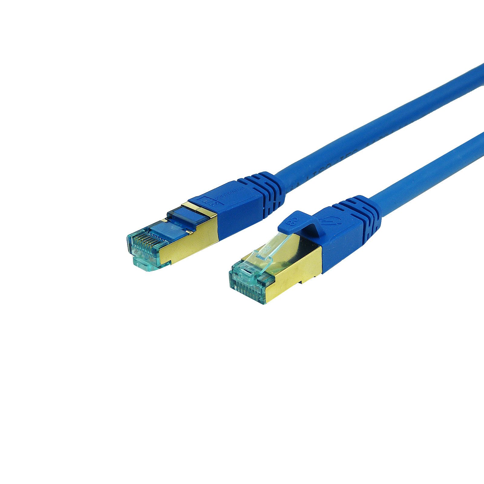 ProfiPatch Patchkabel Cat.8.1 S/FTP RJ45 TPE superflex PiMF LSZH 2000MHz 40GB LAN-Kabel, RJ45, (25 cm), vergoldet, halogenfrei, blau