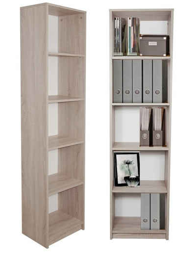 Home Collective Bücherregal Aktenregal Standregal Raumteiler mit 5 offenen Fächern aus MDF Holz, in sonoma, Breite 40 cm