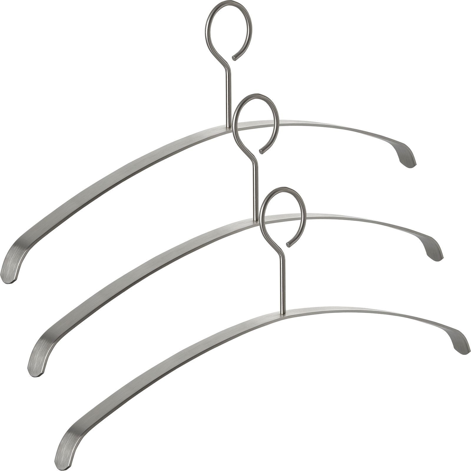 SO-TECH® Kleiderbügel echt Edelstahl 455 x 20 x 185 mm, (Spar-Set, 3-tlg), mit geschlossener Öse
