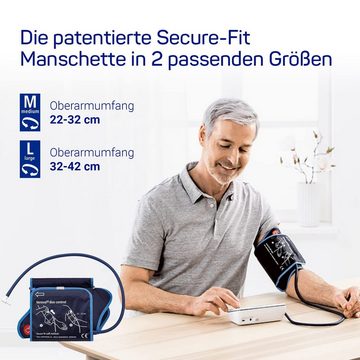 Veroval Oberarm-Blutdruckmessgerät duo control, Ergonomische Secure-Fit-Manschette Large 32-42 cm