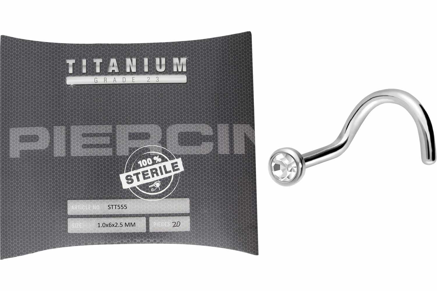 PIERCINGLINE Nasenpiercing Sterilisierter Titan Nasenstecker FLACHE KRISTALLDISC (Nasenstecker, 1-tlg)