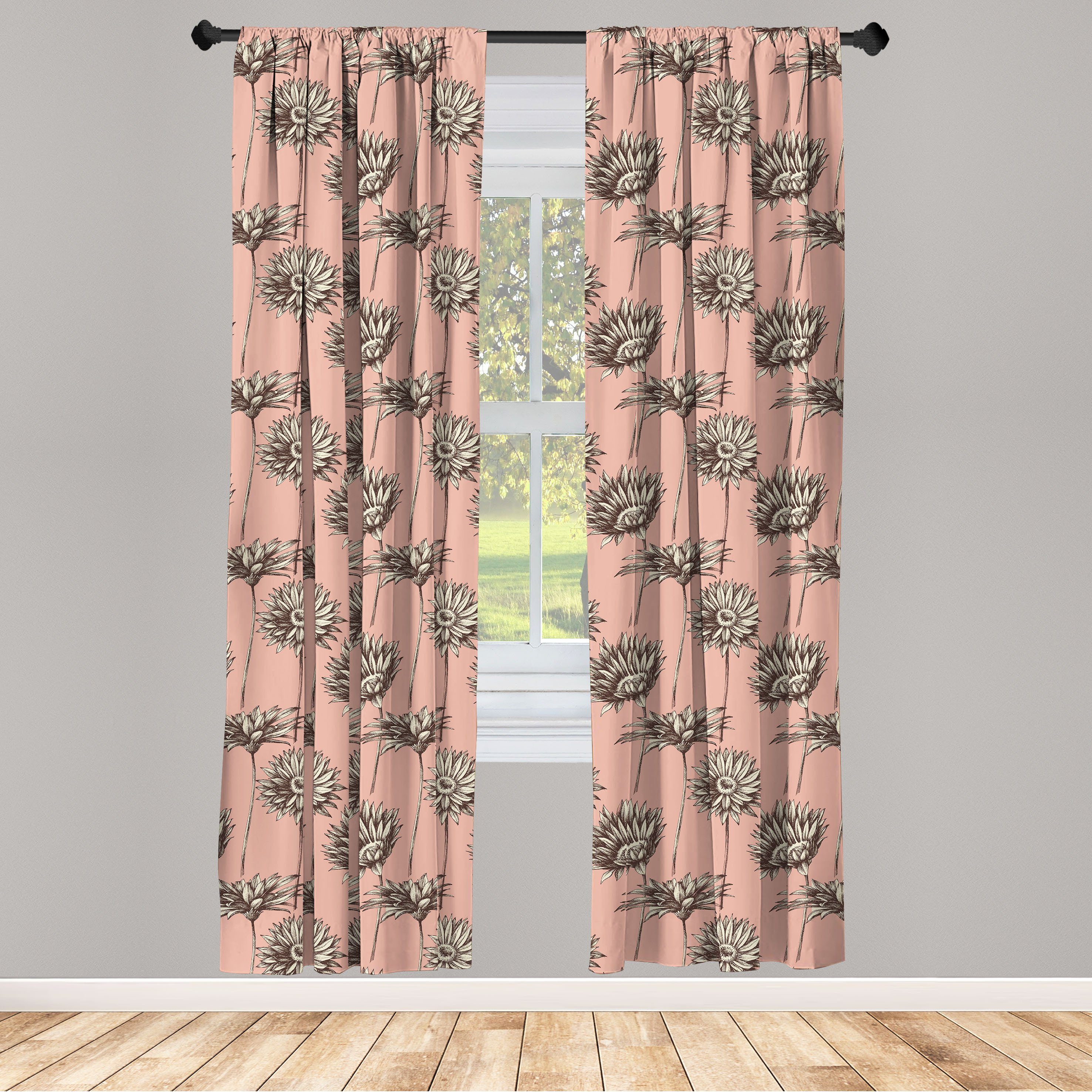 Gardine Vorhang für Wohnzimmer Schlafzimmer Dekor, Abakuhaus, Microfaser, Blumen Drastische rosa Gerbera-Blume
