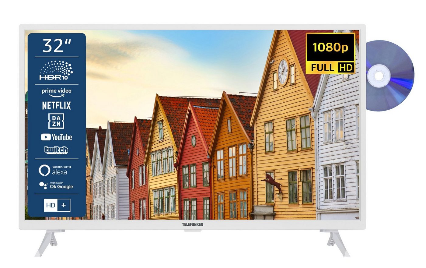 Telefunken XF32SN550SD-W LCD-LED Fernseher (80 cm/32 Zoll, Full HD, Smart TV, HDR, Triple-Tuner – 6 Monate HD+ gratis) weiß ! RABATT: 41.71% Telefunken XF32SN550SD-W LCD-LED Fernseher (80 cm/32 Zoll, Full HD, Smart TV, HDR, Triple-Tuner – 6 Monate HD+ gratis) weiß ! RABATT: 41.71%