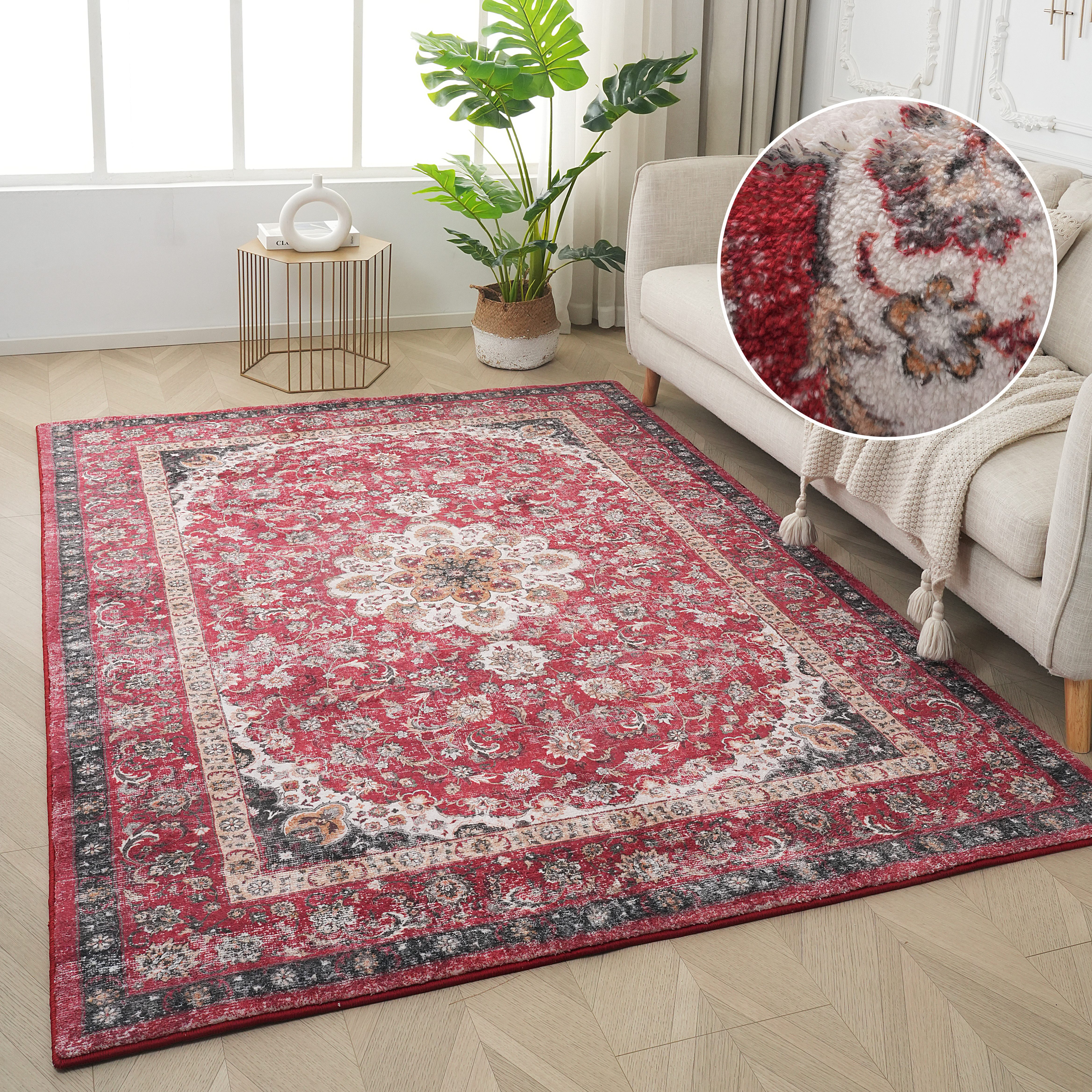 OTTO home Teppich Omar, Druckteppich, orientalisches Design, mehrfarbig, bedruckt, rechteckig, Höhe: 13 mm, Orient-Optik, Vintage Design, weich, Wohnzimmer, Schlafzimmer