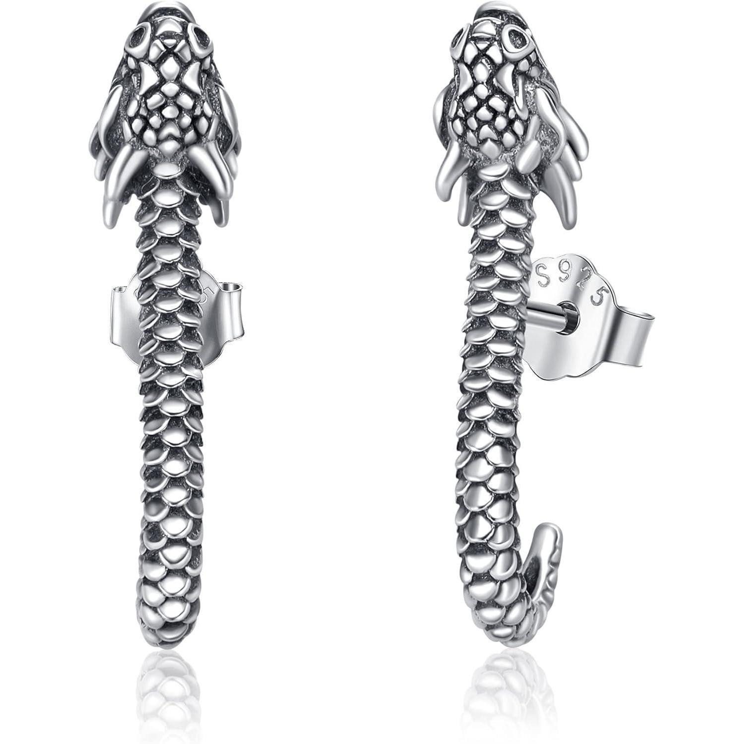 LuxusKollektion Paar Ohrstecker Ohrringe Sterlingsilber Wolfskopf Blumen Frauen Drachen