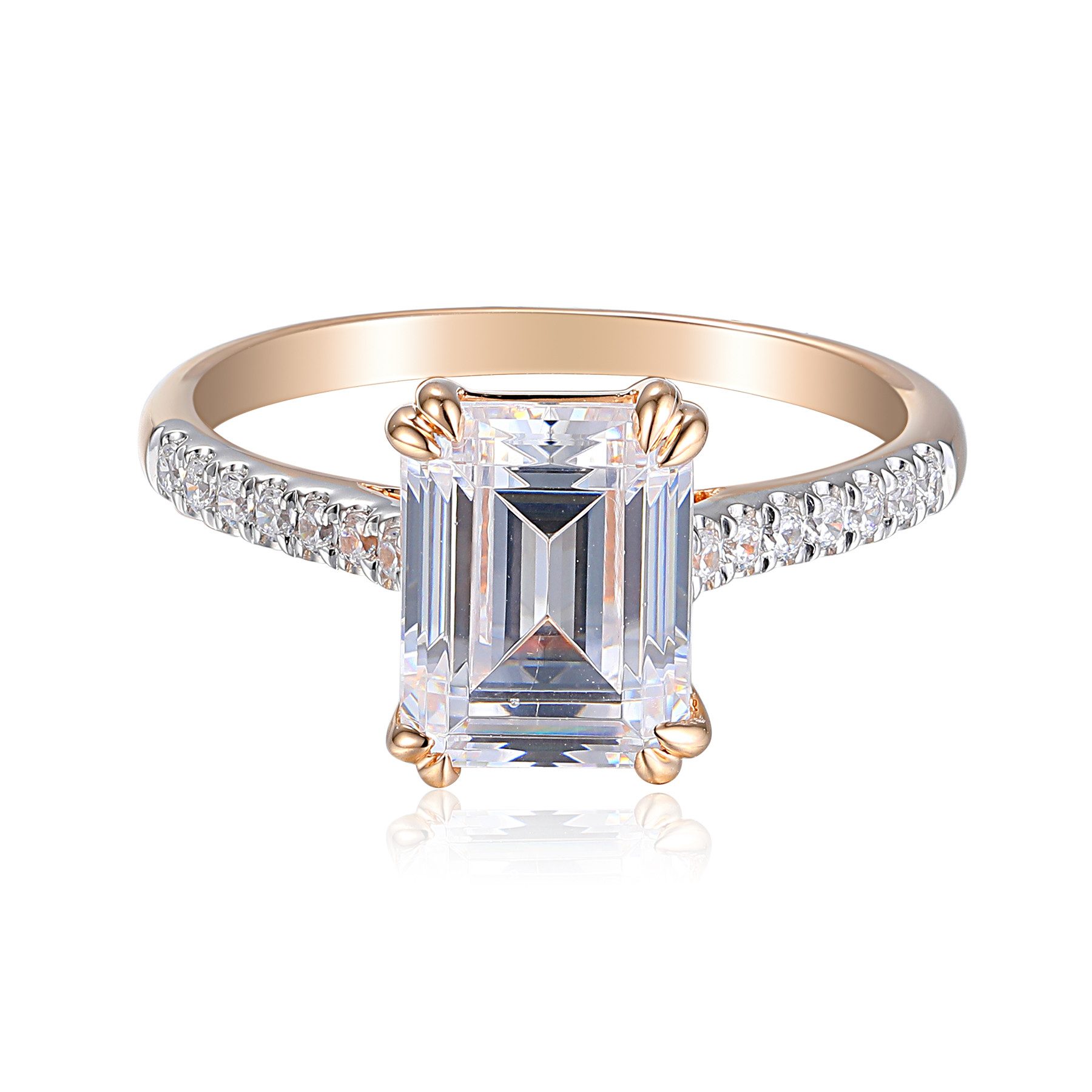 Stella-Jewellery Solitärring 585er Rotgold Damenring Solitair Zirkonia Octagon (Ring mit Zirkonia (Octagonschliff), Zirkonia - inkl. Etui), Octagonschliff