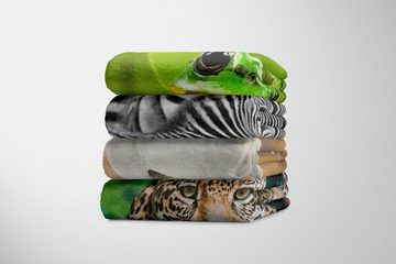 Sinus Art Handtücher Handtuch Strandhandtuch Saunatuch Kuscheldecke mit Tiermotiv weißes Pferd, Baumwolle-Polyester-Mix (1-St), Handtuch