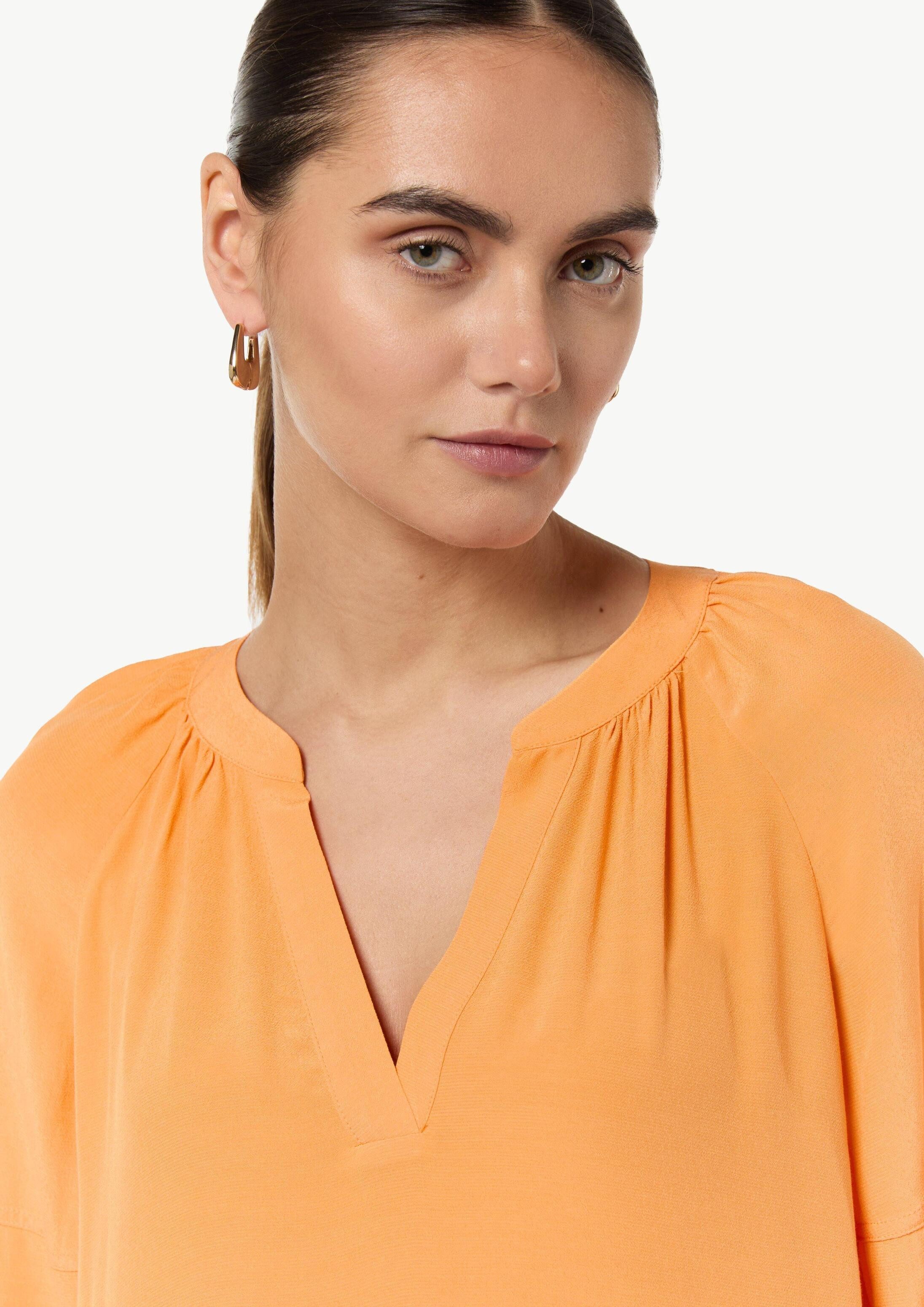 comma Kurzarmbluse Bluse Bluse aus Crêpe