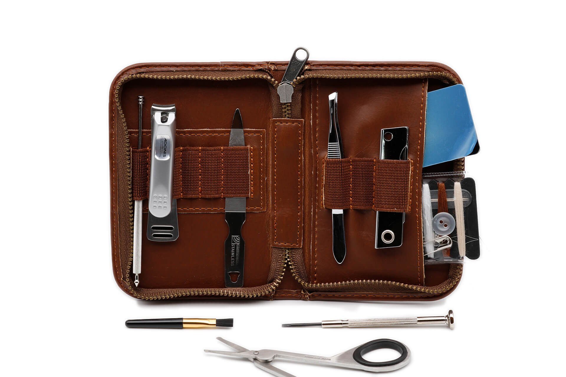 Seki EDGE Maniküre-Pediküre-Set Nagelpflegeset Adonis 9-teilig mit Etui AG-500 11.7x8x2.8 cm, handgeschärftes Qualitätsprodukt aus Japan