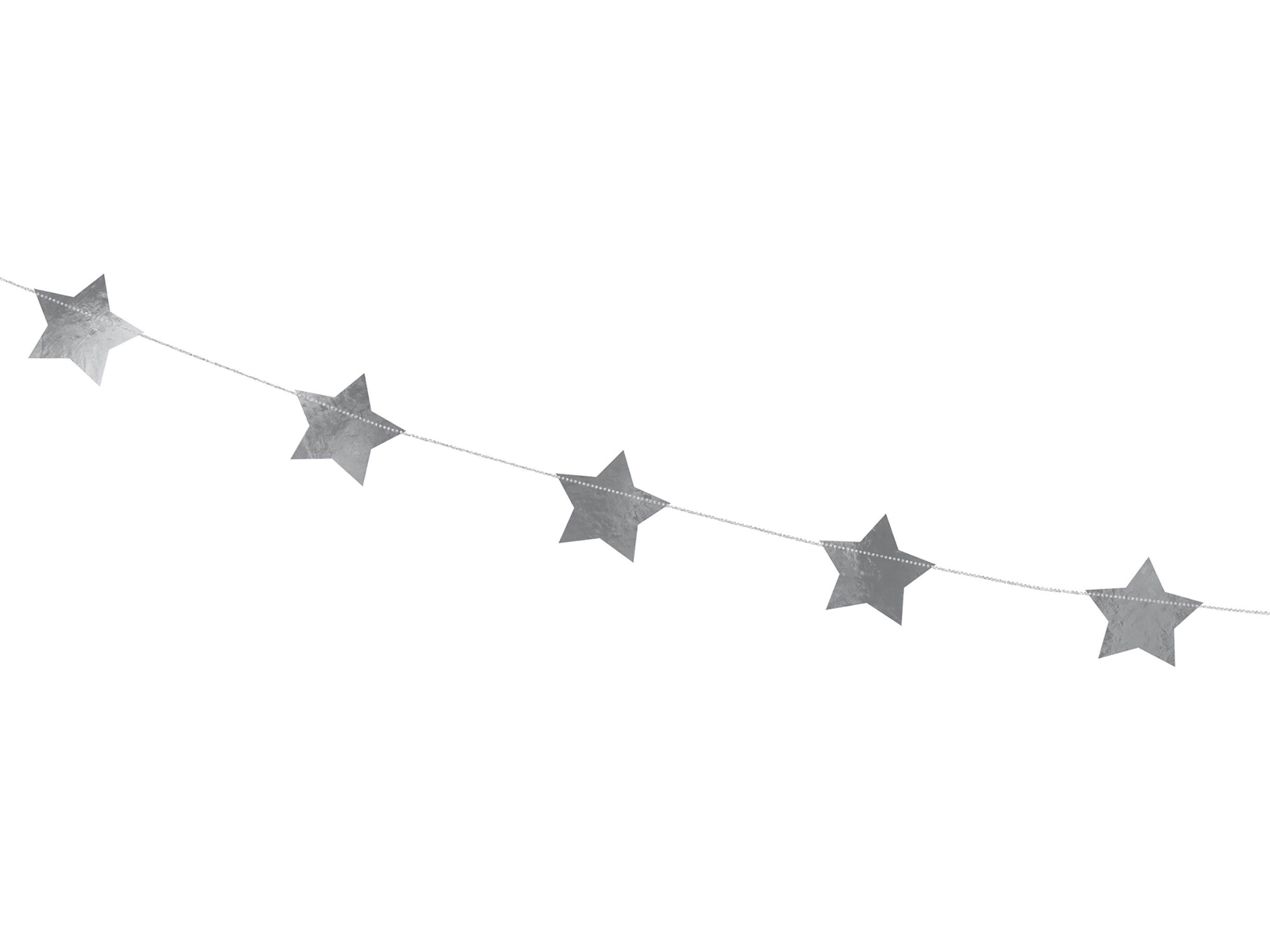partydeco Girlande, Girlande Sterne 3,6m Silber