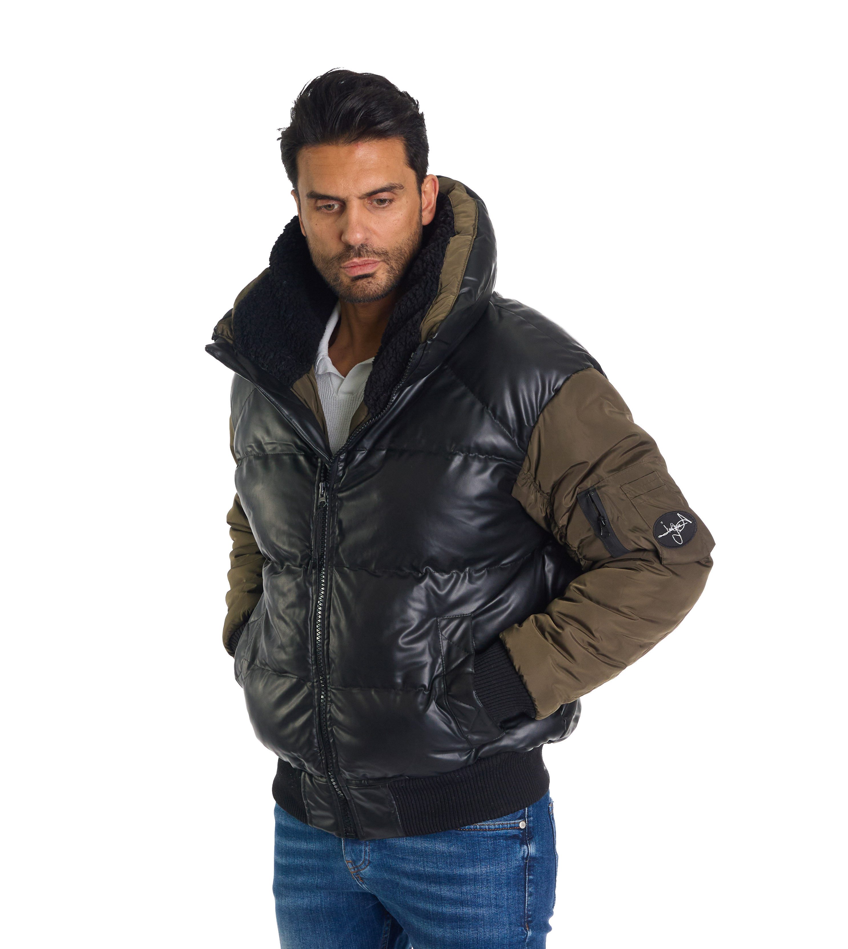 Denim Distriqt Bomberjacke Winter Herren Bomberjacke mit Fellkragen Grün M günstig online kaufen