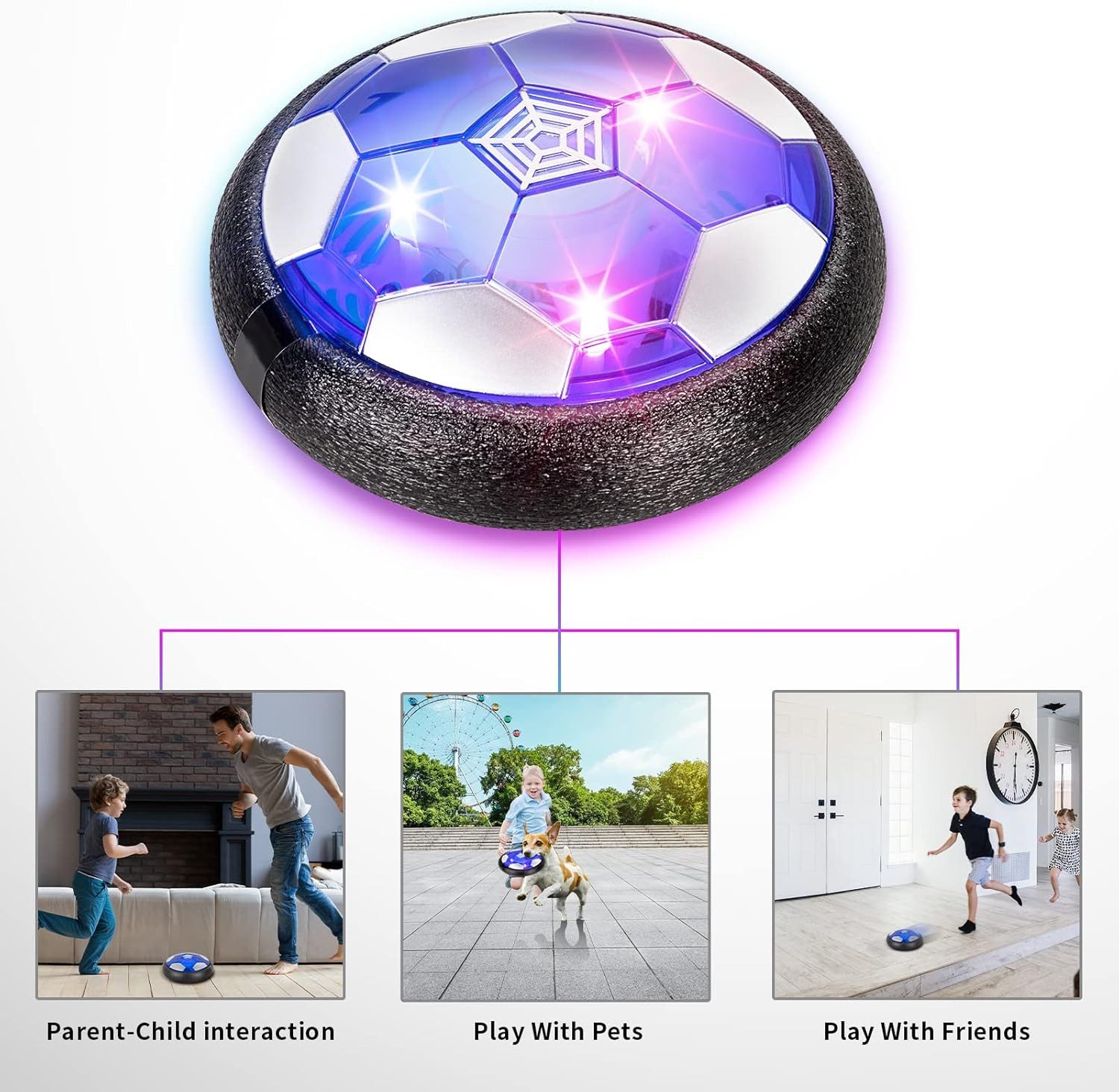 FELIXLEO Spielball Air Power Hover Fussball LED wiederaufladbar Indoor Outdoor (1-St)