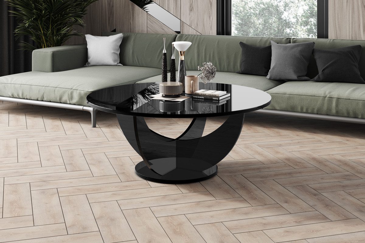 designimpex Couchtisch Design HRC-111 Hochglanz Wohnzimmertisch Rund Tisch 100 cm x 45 cm