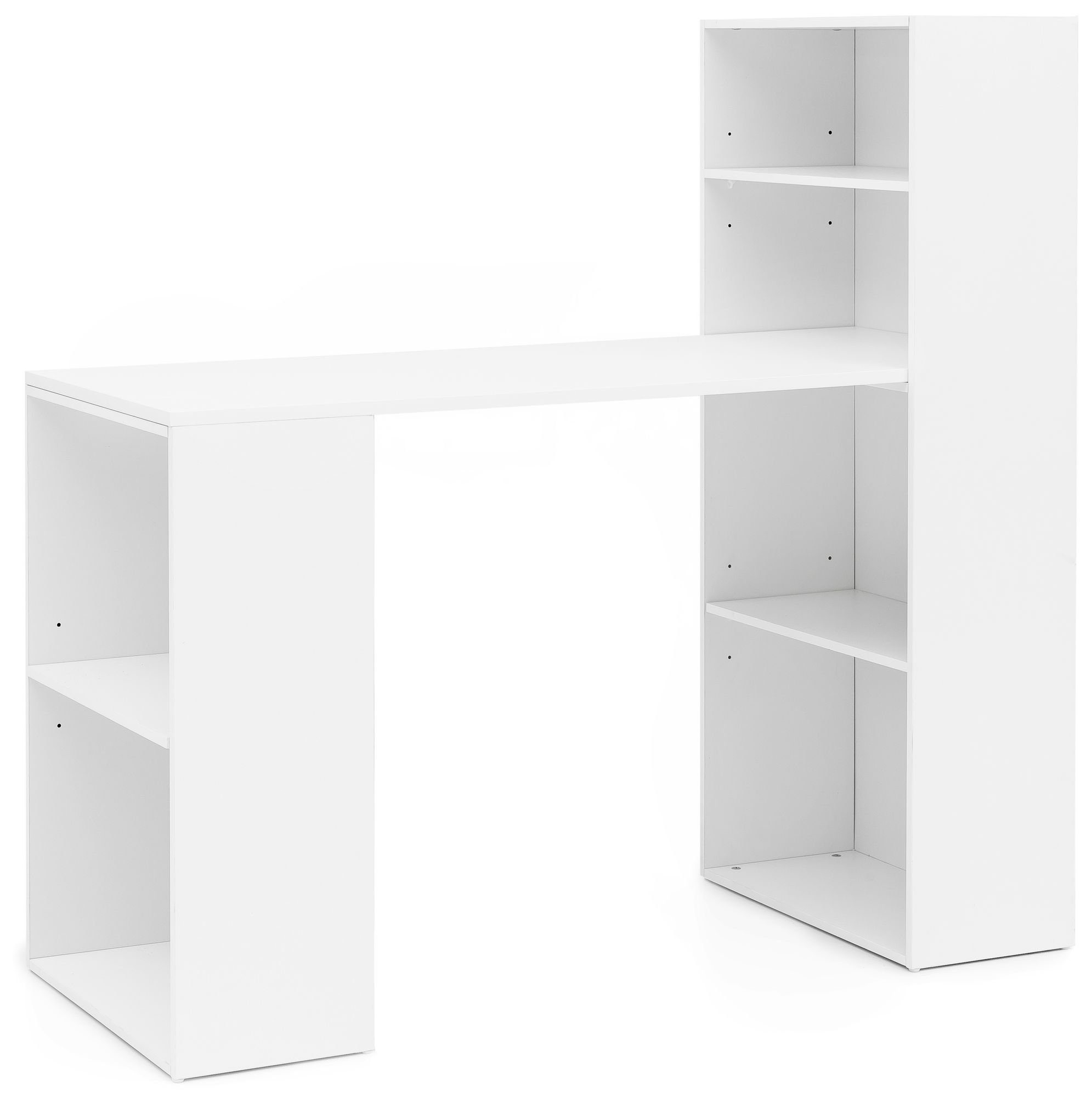 KADIMA DESIGN Schreibtisch Computertisch mit Regal - Ordnung & Funktionalität im Büro Weiß | Weiß | Weiß