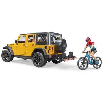 Bruder® Spielzeug-Auto 02543 - Jeep Wrangler Rubicon Unlimited, Gelb, mit Mountainbike und Radfahrer