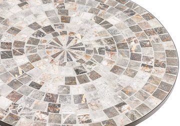 Dehner Gartentisch Gartentisch Grazia, mit Mosaik, Eisen/Stein, Romantischer Mosaiktisch mit einem pulverbeschichteten Eisengestell