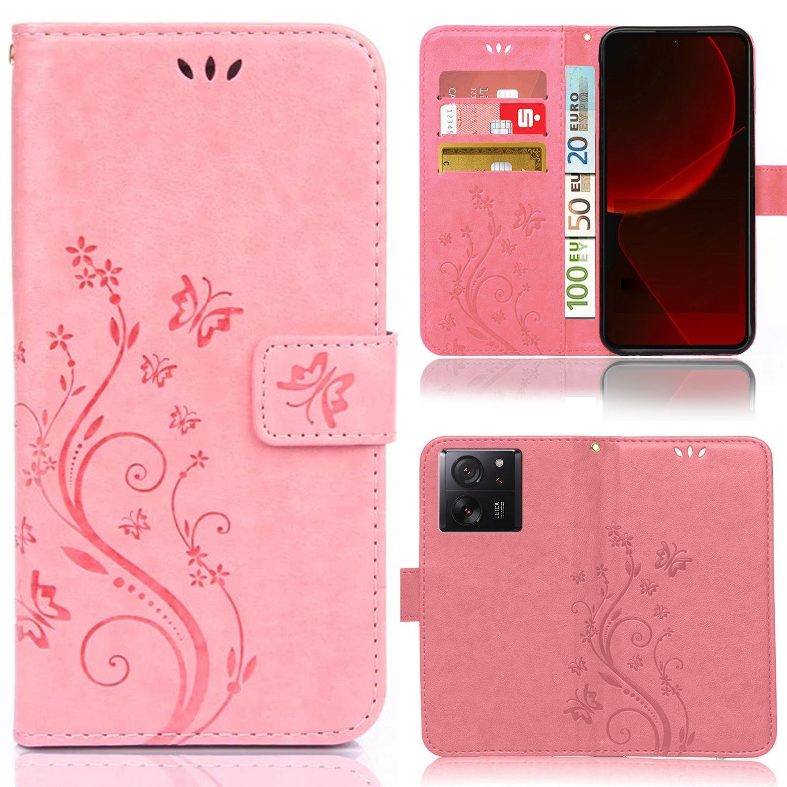 Numerva Handyhülle Bookstyle Flower für Xiaomi 13T / 13T Pro, Handy Tasche Schutzhülle Klapphülle Flip Cover mit Blumenmuster