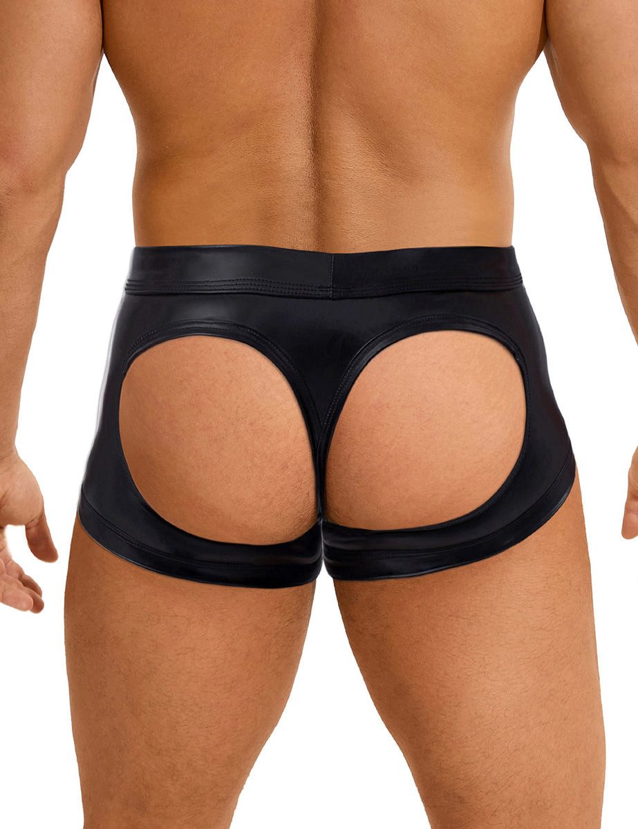 Lau-Fashion Boxershorts Lack Leder Unterwäsche Wetlook Schwarz Männer Fetis günstig online kaufen