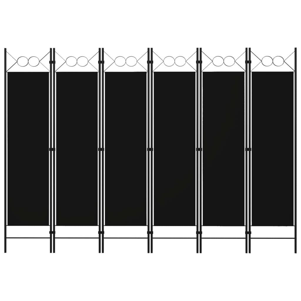 furnicato Raumteiler 6-tlg. Schwarz 240 x 180 cm