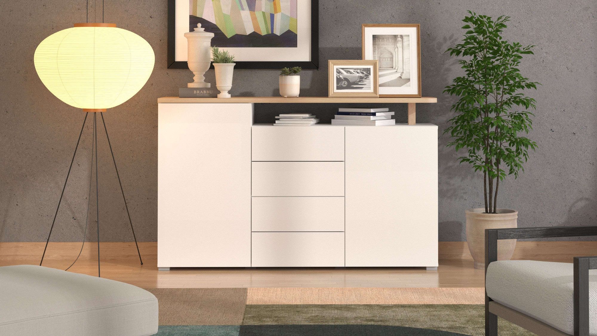 INOSIGN Sideboard Aterno Kommode, Anrichte, Breite 154 cm, mit Push-to-Open Funktion