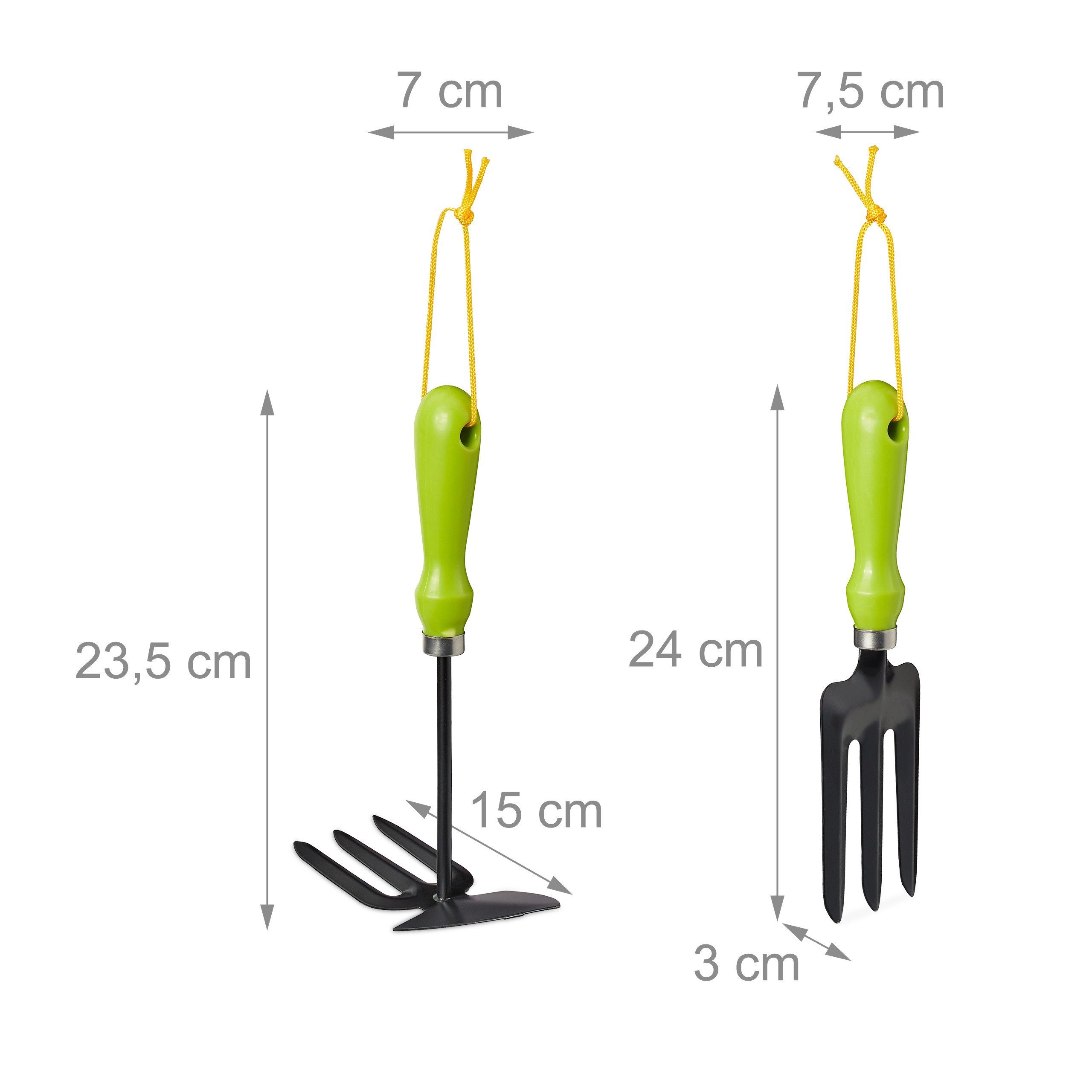 relaxdays Gartenhacke Gartenwerkzeug Set 4-teilig, 8 cm Arbeitsbreite, 4 St. – Bild 4 von 5