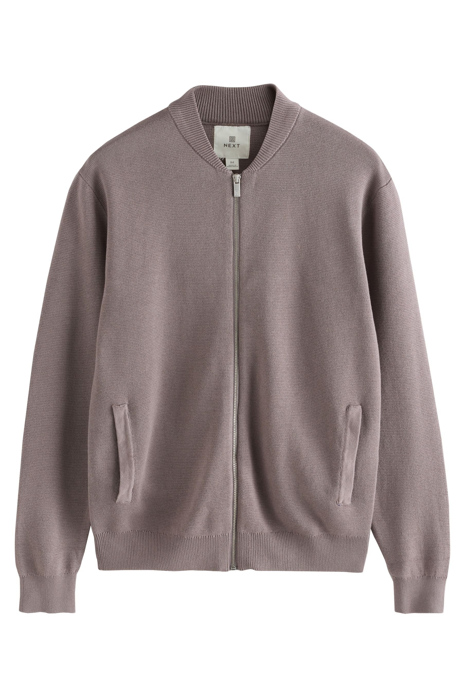 Next Strickjacke Regular Fit Bomberjacke aus 100 % Baumwollstrick (1-tlg)