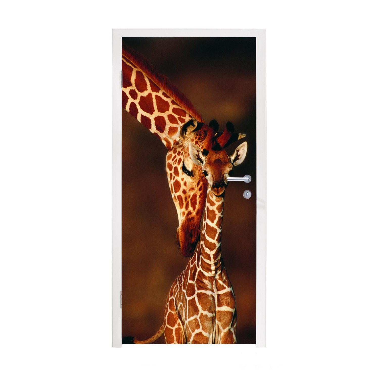 MuchoWow Türtapete Giraffe - Kalb - Porträt, Matt, bedruckt, (1 St), Fototapete für Tür, Türaufkleber, 75x205 cm