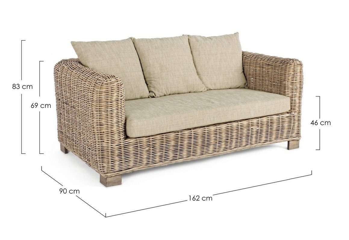 Sofa Rattan 162x90x83cm Natur24 Sofa Fortaleza Couch Polster Sofa