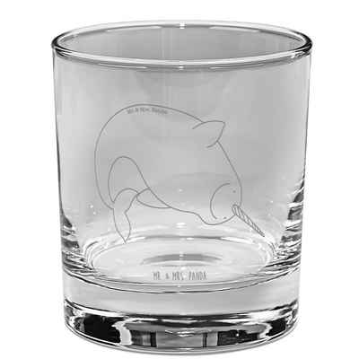Mr. & Mrs. Panda Glas Narwal - Transparent - Geschenk, Gin Glas mit Sprüchen, Ginglas, Urla, Premium Glas, Magisches Design